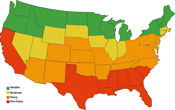 concentration of termites in the USA