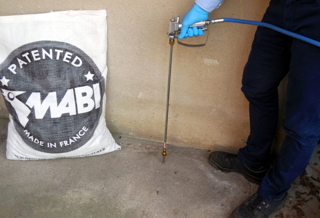 Chemical MABI injection in concrete slab