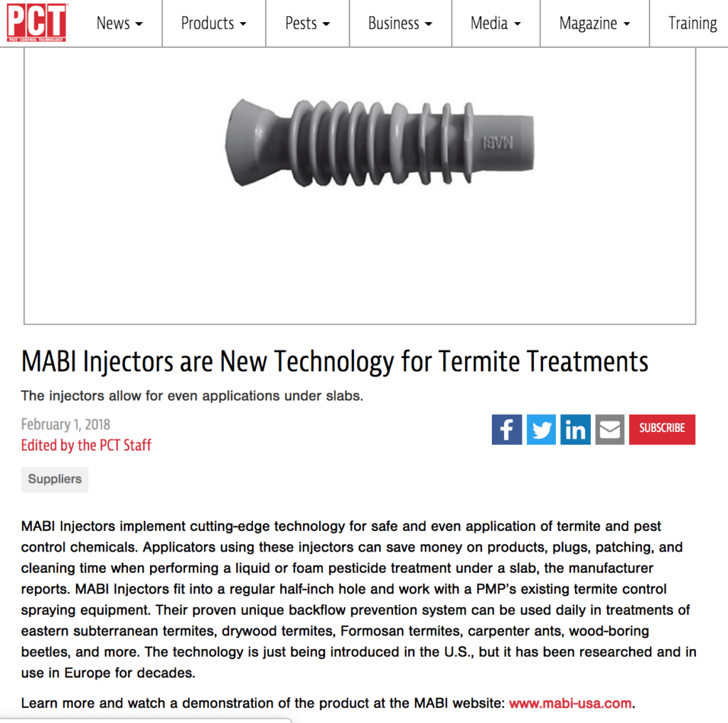 PCT article MABI injectors