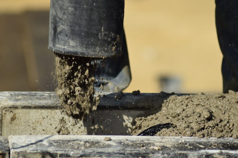 fresh concrete being poured